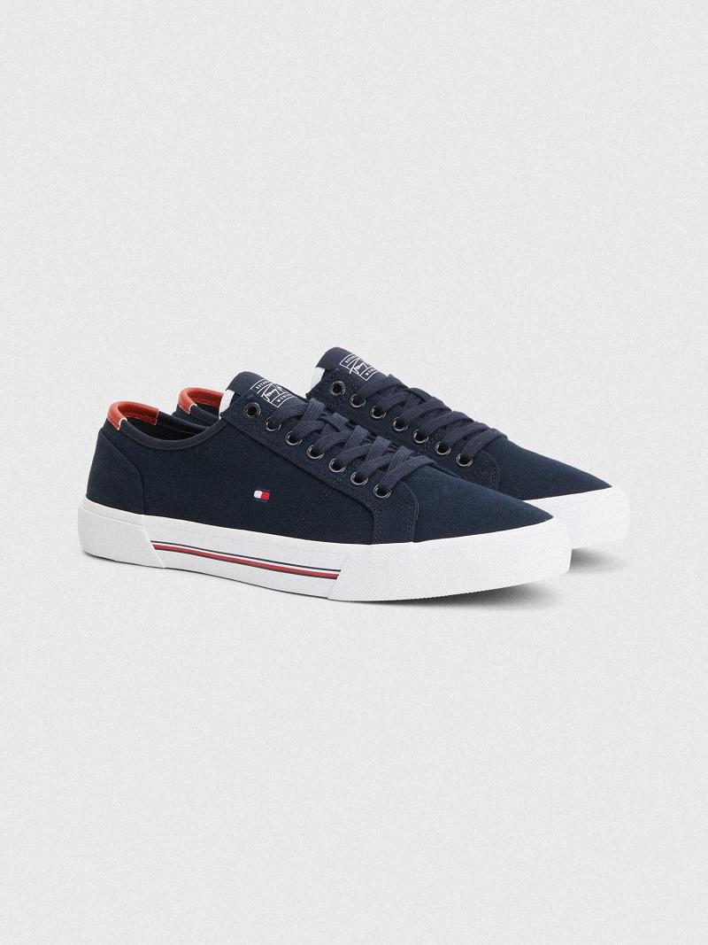 Férfi Tommy Hilfiger Vászon Sneaker Kék | HU 1396KOR